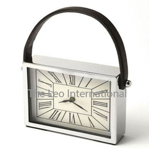 Roman Numerical Table Clock Aluminum Metal Home Office <b>Study</b> <b>Desk</b> Round Shape Quartz Analog Golden Plated - Product Image 3