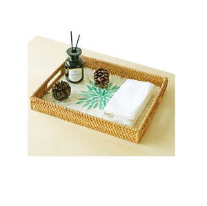 Plateau de service décoratif en rotin et nacre de qualité supérieure pour la décoration de la maison et le rangement de table - Product Image 4
