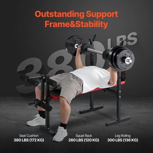 Multi-Functional 380lbs Adjustable Weight <b>Bench</b> Press Full Body Workout Home Gym <b>Bench</b> New Product Category <b>Benches</b> & Racks - Product Image 2