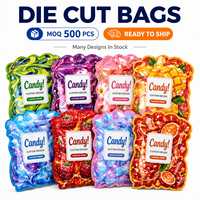 Sachets Mylar prédécoupés anti-odeur de qualité alimentaire pour bonbons, 1g, 3.5g, 7g, 14g, 28g, avec fermeture éclair et impression en héliogravure, format 8ème.