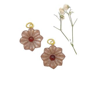 Colgante de plata de ley 925 con piedra lunar color melocotón – Joyería DIY con dijes de flores para mujer - Product Image 1