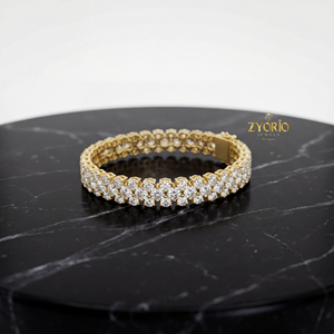 Sterling Silver Classic Double Row Lab Grown Diamond Statement <b>Bracelet</b> Elegant Sparkling Luxury Jewelry Women Wedding Gift - Product Image 3