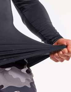 Men's <b>compression</b> <b>shirt</b> Quick dry rash guard Solid gray gym <b>shirt</b> Polyester fitness top Long sleeve <b>compression</b> wear - Product Image 4