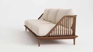Modern Durable Comfortable Fabric <b>Sofa</b> Padded Arms <b>Wooden</b> <b>Frame</b> Three Seat Square Scandinavian Style Living Room Hotel Furniture - Product Image 2