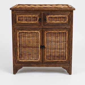 New Modern Minimalist Maluku Wooden Storage <b>Cabinet</b> Natural Rattan Wicker 2 <b>Small</b> Doors 2 Large Doors Side Table Unit Living Bed - Product Image 1