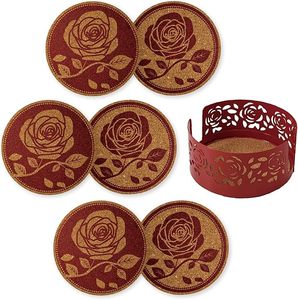 Set of 6 Black <b>Cat</b> Cork Coasters with Decorative Cork Holder - Product Image 5