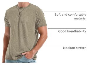 T-shirt à manches courtes pour homme, vert olive uni, coupe classique, col rond, décontracté, tissu jersey 100% coton - Product Image 6