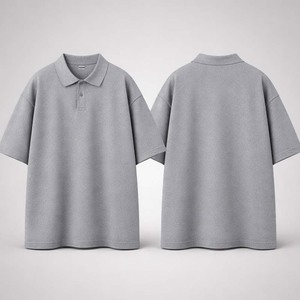 Polo Personalizado para Hombre, Talla Grande, Color Gris Jaspeado, Manga Corta, Corte Holgado, Mezcla de Algodón, Estilo Casual Urbano, Polo Liso al por Mayor - Product Image 2