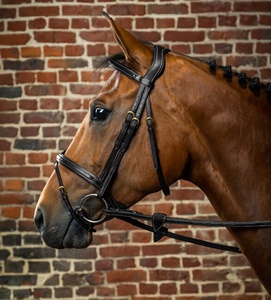 لجام هندي الصنع مريح بتصميم تشريحي مع حزام أنف مرن، مصنوع من الجلد الإيطالي، مزين بتصميم مربع بارز قابل للإزالة حسب الطلب - Product Image 3