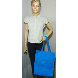 Premium Blue Cotton Canvas Tote <b>Bag</b> with Digital Print Snap Button Closure Soft Felt Lining Eco-Friendly Reusable Shopping - Product Image 3