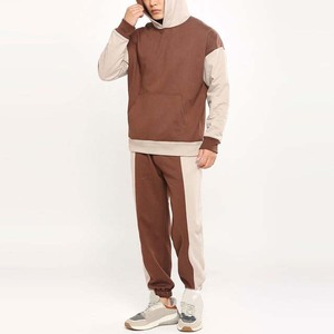 Survêtement à capuche pour homme, couleur marron beige, coupe décontractée, longueur intégrale, polyester et coton, vêtements d'automne avec poches latérales - Product Image 4