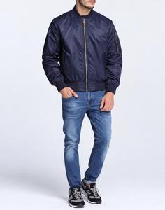 Chaqueta Bomber para Hombre, Cuello Alto, Cierre de Cremallera, Estilo Casual, Ecológica, Logotipo Frontal, Resistente al Viento, Corte Regular, para Otoño - Product Image 3