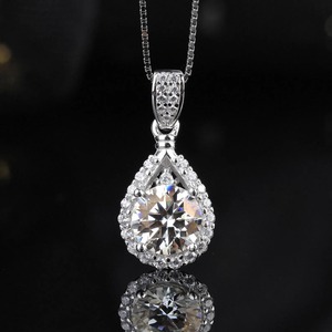 Collar con colgante de moissanita de forma redonda, plata de ley 925, regalo para aniversario y boda - Product Image 3