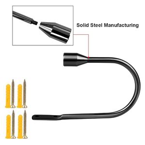 Black U-Shape <b>Curtain</b> Holdback with Screws Solid Steel <b>Wall</b> Hook - Product Image 4