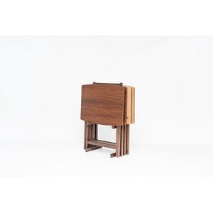 Set di 4 tavoli pieghevoli XL oversize con ripiano, tavoli da pranzo in noce - Product Image 4