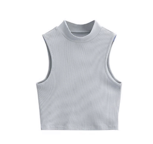Chaleco Retro sin Mangas con Cuello Medio Alto para Mujer, Ajustado, Corto, de Cintura Alta, Ombligo Expuesto, Elástico Interior, Casual, de Verano - Product Image 5