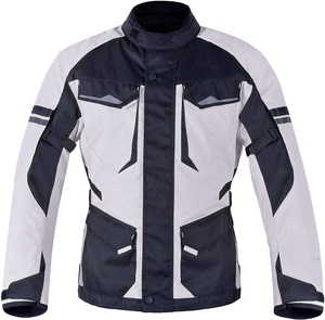 Unisex Black <b>White</b> Leather Motorcycle <b>Jacket</b> Canvas Fabric Winter Windproof Stand Collar Regular Fit Zipper Closure Moto <b>Biker</b> - Product Image 1