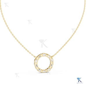 Collar con colgante de diamante cultivado en laboratorio, corte princesa radiante, en oro macizo de 14K y 18K, proveedor mayorista de joyería - Product Image 6