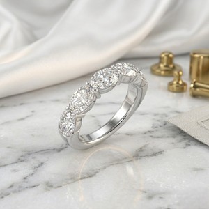 3.00CTW Oval Cut Diamond Five Stone Band <b>Ring</b> Prong <b>Set</b> 14K <b>Gold</b> Anniversary Wedding <b>Ring</b> Half Eternity Statement Band for Women - Product Image 3