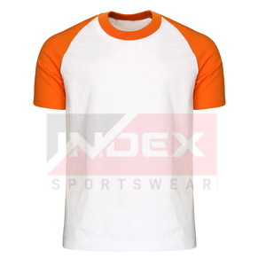 INDEX Men's Yellow Raglan Sleeve T-Shirt O-Neck Casual Cotton Jersey Breathable Regular Fit Solid Design Front <b>Logo</b> - Product Image 2