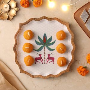 Elegant Square Serving <b>Platter</b> with Sticker Printed Kitchenware Eco Friendly Premium Natural Serving Decor Multipurpose - Product Image 6