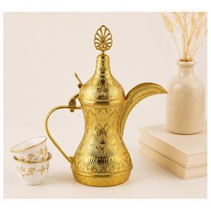 Creative Gold Plated Arabic Coffee <b>Pot</b> Dallah with Intricate Engraving Traditional Middle Eastern Brass <b>Tea</b> Kettle For Home - Product Image 2