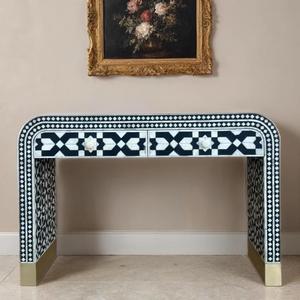 Mesa con Incrustaciones de Hueso de ILAHI, Diseño Moderno con Detalles de Ágata, Almacenamiento Portátil, Muebles para el Hogar - Product Image 3