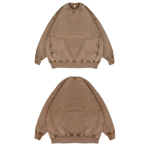 Sudadera Oversize de Cuello Redondo con Lavado Ácido, de Felpa de Algodón de 400 GSM, Estilo Vintage Holgado, Pullover Urbano - Product Image 3