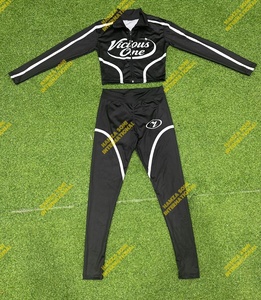 Vicious One Damen Sportliches 2-Teiliges Set Langarm Reißverschluss Kurze Crop-Top Hose Schnelltrocknend Für Alle Jahreszeiten Buchstabenmuster Bedruckt - Product Image 6