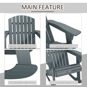 Sedia a dondolo da esterno in legno grigio con schienale a ventaglio e seduta a doghe per sedersi intorno al braciere - Product Image 6