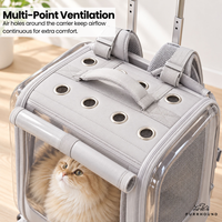 Sac à dos et chariot de transport transparent 2-en-1 pour animaux de compagnie avec rotation à 360° °   Roues