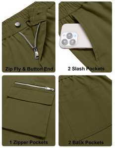 Pantalon cargo léger pour homme en nylon/coton, personnalisable, respirant, coupe décontractée ample, idéal pour l'extérieur – Vente en gros - Product Image 5