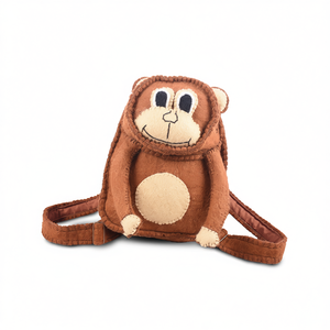 Student <b>Backpack</b> in Felt Material Monkey Design - Product Image 1