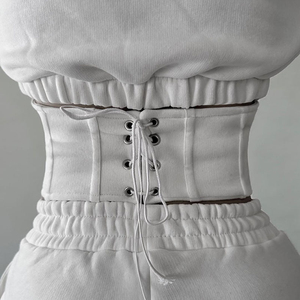 ชุดเซ็ตสองชิ้นสำหรับผู้หญิงทรงเข้ารูป ลายเรียบ มีฮู้ด เสื้อฮู้ดดี้และกางเกงขายาว มีไซส์พลัส ชุดวอร์มสำหรับฤดูหนาว - Product Image 3