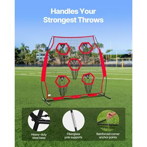 Rete da allenamento per calcio 6 x 6 piedi, senza nodi, per giovani, con 5 tasche, include strumento di fissaggio - Product Image 4