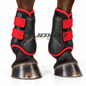 Bottes de brossage pour chevaux fiables avec attaches à crochets sécurisées, rembourrage doux et construction durable pour les chevaux actifs pendant la course. - Product Image 2