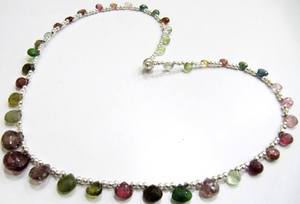 Collier de mariage à perles facettées multi-briolettes en forme de cœur, de 6 à 10 mm, graduées, longueur 16 pouces - Product Image 2