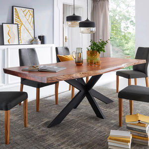 Mesa de Comedor Plegable Europea de Madera de Acacia con Patas Metálicas Negras Mate y Tapa de Madera Natural con Borde Vivo, Acabado Natural y Duradero - Product Image 5