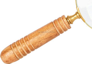 Lupa con mango de madera con marco de latón Lupa de lectura de alta calidad con lente de vidrio y mango de acabado de madera - Product Image 4