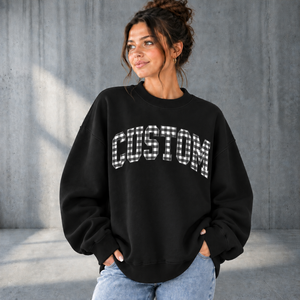 Sudadera Oversize con Cuello Alto y Estampado de Letras a Cuadros Gingham, Diseño de Última Moda, 100% Algodón, Suave y Afelpada, para Uso Diario - Product Image 3