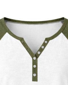 T-shirt Henley personnalisé blanc pour femme, manches courtes, coupe décontractée, en coton, col boutonné, doux, idéal pour l'été - Product Image 5