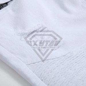 Custom <b>White</b> Distressed Denim <b>Biker</b> <b>Shorts</b> Men Ripped Slim Fit Jean <b>Shorts</b> Streetwear Motorcycle Panel <b>Short</b> Pants Manufacture - Product Image 3