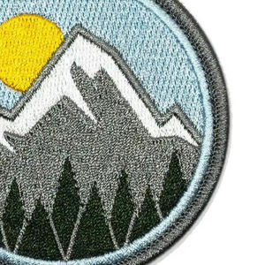 Circular Embroidered Mountain <b>Patch</b> With Sun And Trees <b>Sew</b>-<b>On</b> Applique For Gifts - Product Image 5