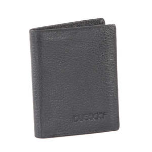 Portefeuille court pour homme en cuir véritable William, nouveau cadeau de Noël, simple, avec protection RFID, en cuir de vachette pleine fleur, noir, design horizontal - Product Image 1