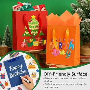 Shintop Set di 8 Sacchetti Regalo in Carta Arcobaleno Medi con Manici 8x5x10 Pollici, 16 Fogli di Carta Velina e 8 Biglietti per Feste ed Eventi - Product Image 2