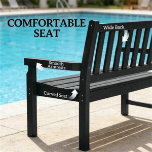 Panca da Giardino Nera per Uso Esterno e Patio - Product Image 4