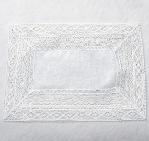 Serviette de table en dentelle, tissu 100% lin, fil de coton en dentelle, taille 20x20 pouces, ou 30x35 cm - Product Image 1