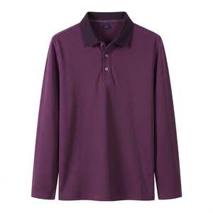 Camisa Formal de Manga Larga para Hombre, Camisa de Golf con Patrón Sólido, Tejido de Punto, Tinte Liso, Secado Rápido - Product Image 6