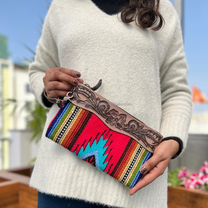 กระเป๋าคลัทช์หนังอานมือสไตล์วินเทจสไตล์ตะวันตกกระเป๋าถือหนังเย็บแบบใหม่ขายดีและกระเป๋าสตางค์ของผู้หญิง - Product Image 2