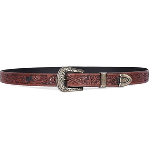 Customized Design Hand Carving Floral <b>Engraved</b> Men's Fashion Western Leather <b>Tooling</b> Belt for jeans or trouser - Product Image 5